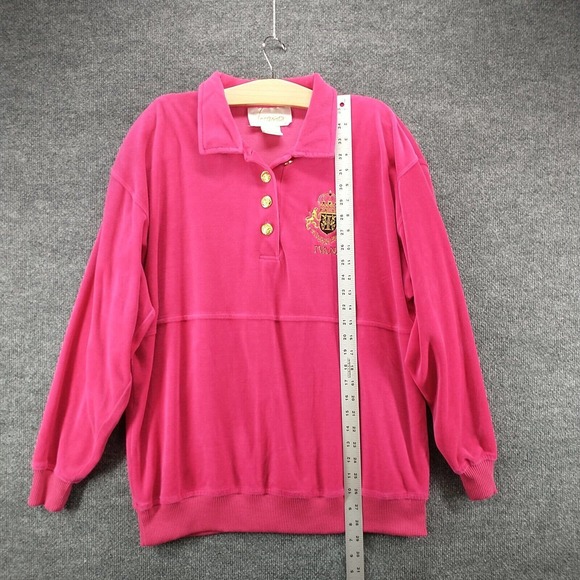 Ivana Womens Fleece Polo Shirt Pink Large Pullover Logo Embroidered Vintage - Picture 10 of 12